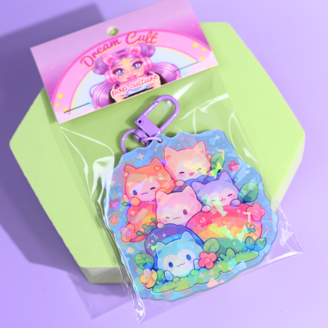 Sparkle Critter Garden Holographic Keyring