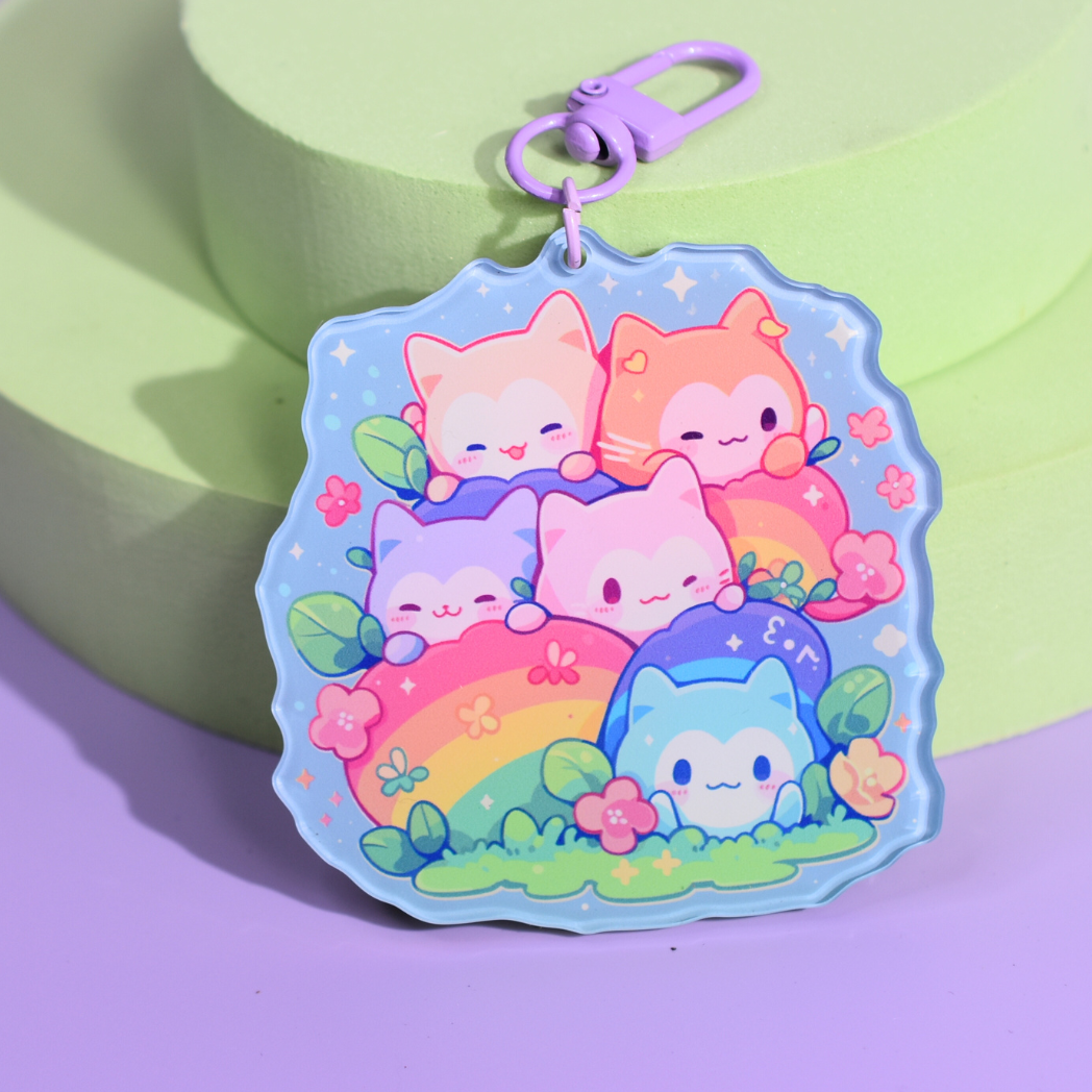 Sparkle Critter Garden Holographic Keyring