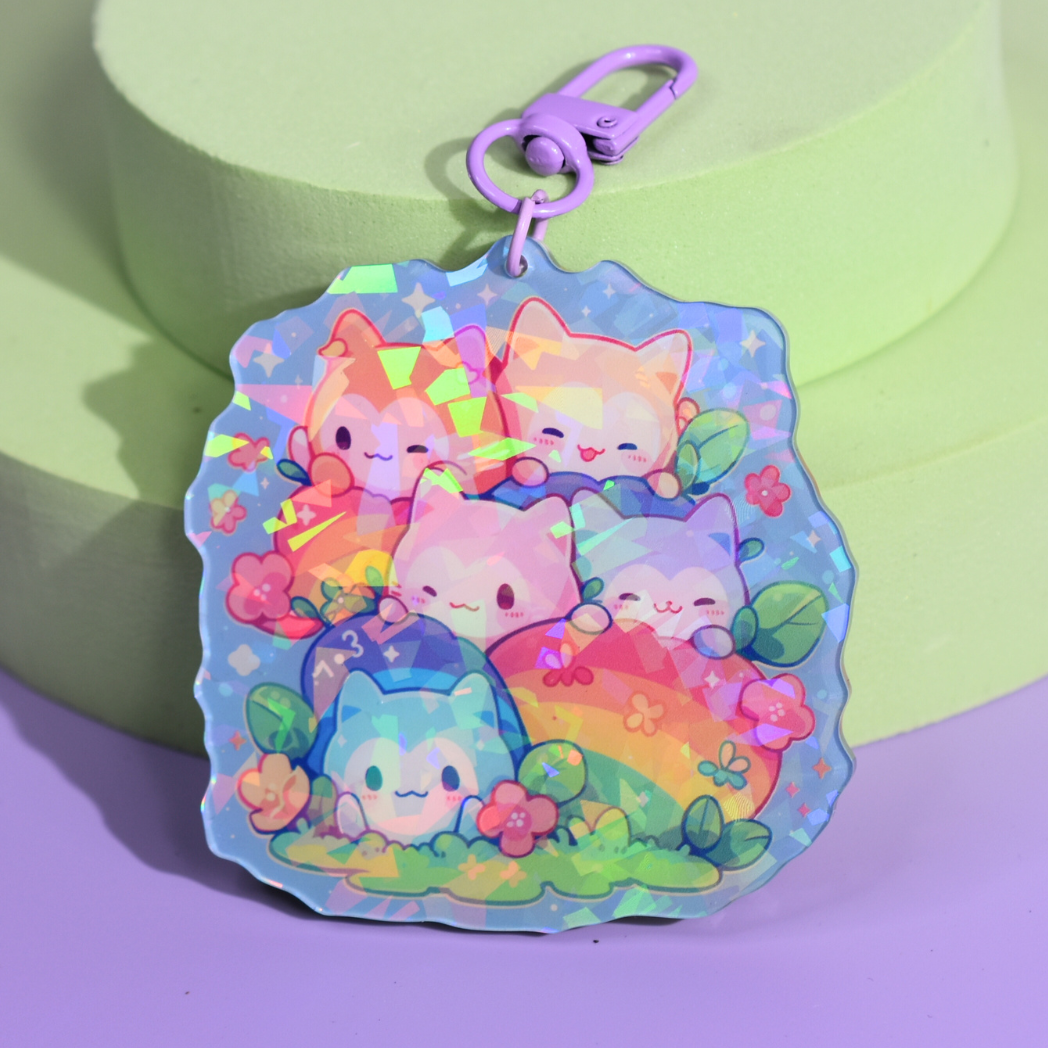 Sparkle Critter Garden Holographic Keyring