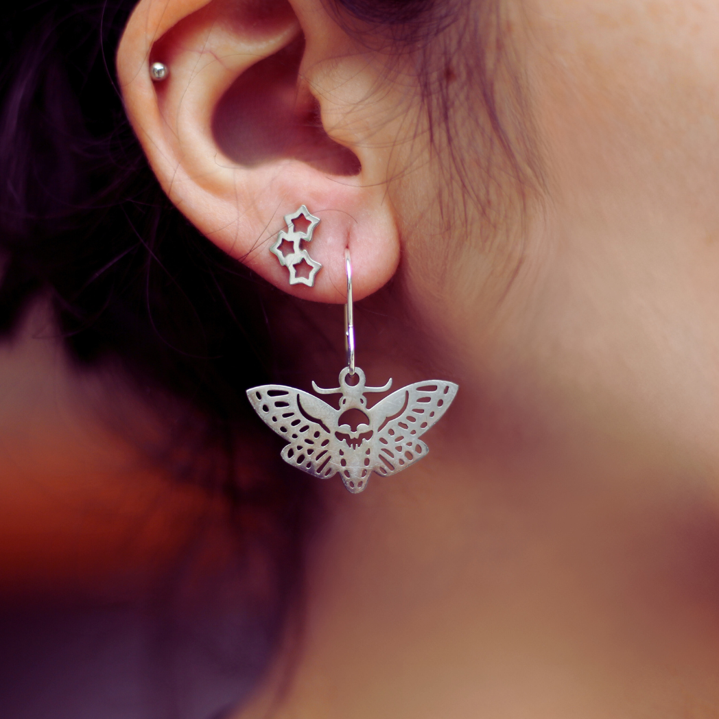 Death Moth Stainless Steel Earrings