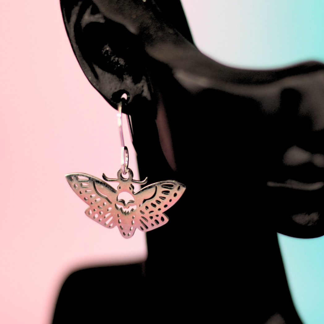 Death Moth Stainless Steel Earrings